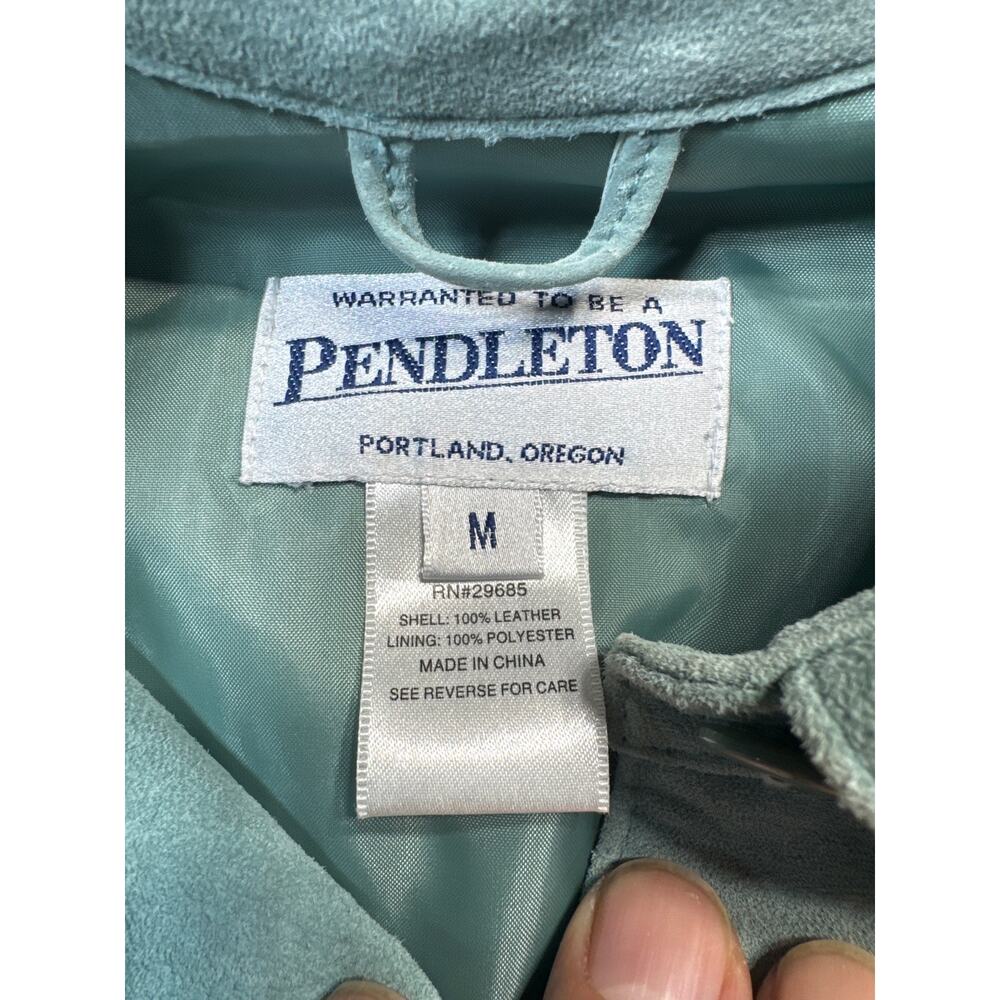 Pendleton Suede Leather Seafoam Full-Button Jacke… - image 2